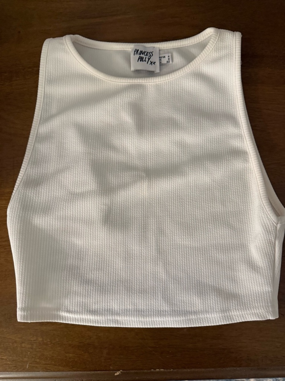 Princess Polly White Ribbed High Neck Crop Top